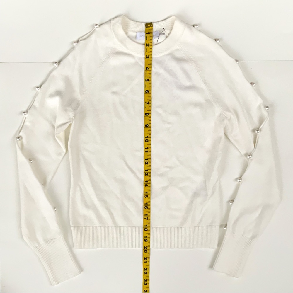 Jonathan Simkhai NWT Geneva Compact Ribbed Pearl Long Sleeve Ivory Top Size XS - Picture 7 of 10